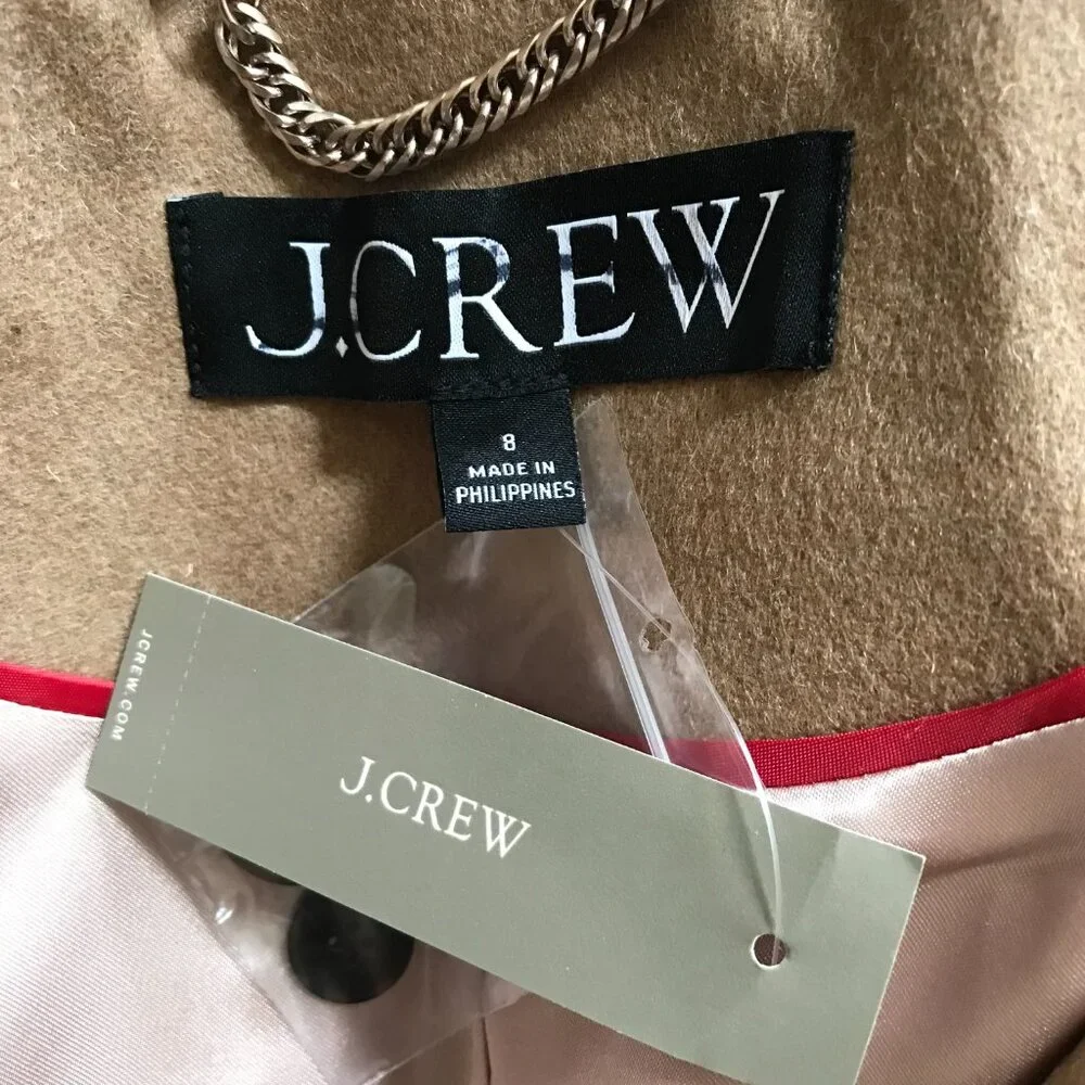 J. Crew Camel Double-Breasted Longline Pea Coat - Picture 5 of 13